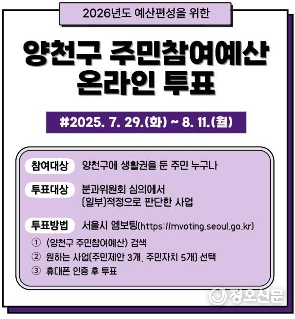 2026년 주민참여예산사업 온라인 투표 안내문