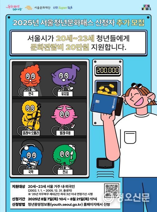 2025년 서울청년문화패스 추가 모집 포스터