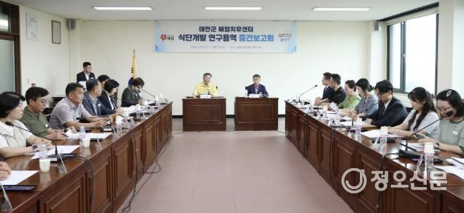 11일 태안군농업기술센터에서 진행된 중간보고회 모습.