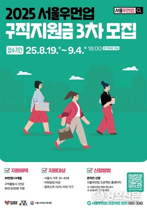 ‘2025 서울우먼업 구직지원금 3차 모집’ 포스터
