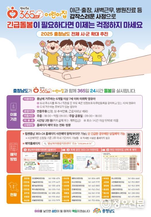 2025년 ‘힘쎈충남 365X24 어린이집’운영